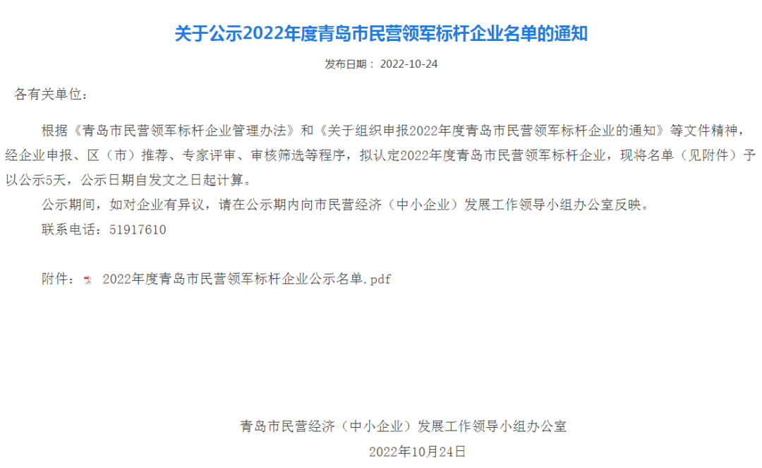 喜報！銳智智能入選青島市民營領(lǐng)軍標(biāo)桿企業(yè)